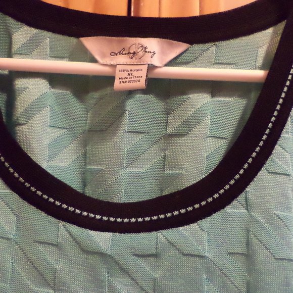 Ming Wang Tank Vest Top   ~ Sleeveless ~  Mint Green Jacquard Design   Size: XL - Picture 2 of 8